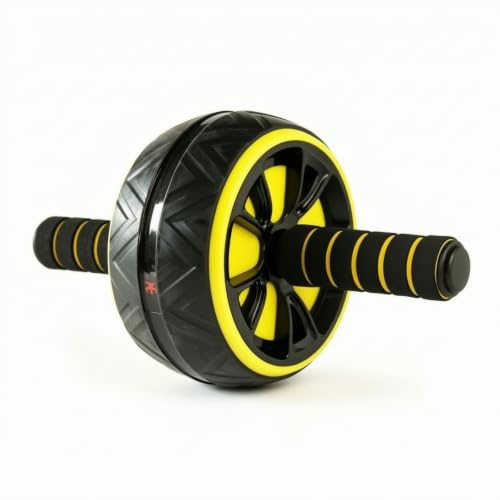 Ronyme Roue d'Exercice Abdominale Rouleau Abdos Appareil Abdominal Rouleau de Gainage Roue de Fitness avec Poignée Amortissante et Roue Texturée Mouvement, Array, Noir Et Jaune