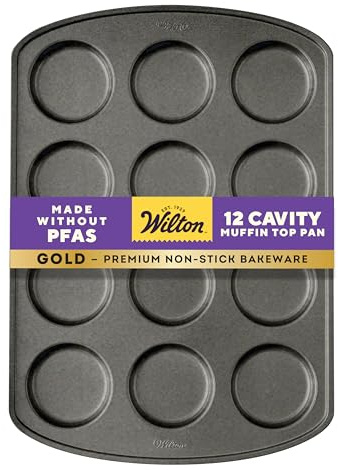 Wilton Gold Non-Stick Muffin Top Pan, Cold-Rolled Steel Bakeware, Made without PFAS, 11 x16 in, Packaging May Vary