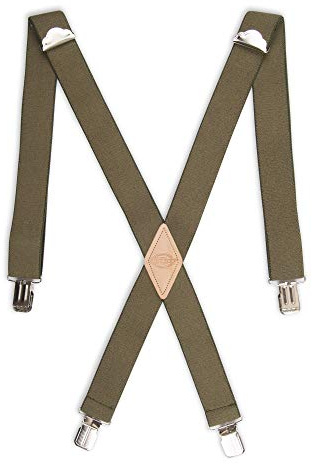 Dickies Men's 1-1/4 Solid Straight Clip Suspender,Olive,One Size
