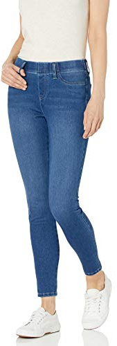 Amazon Essentials Women's Pull-On Mid Rise Stretchy Knit Jegging (Available in Plus Size), Medium Wash, Large