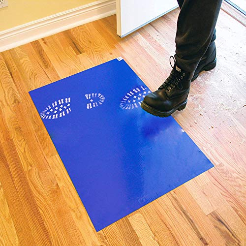 CCJH-120strati Tappetino Antibatterico per Scarpe Staccabile, Decontaminante Adesivo, PVC Rimovibili, Anti-Polvere Pavimento - Blu(45 * 90cm)