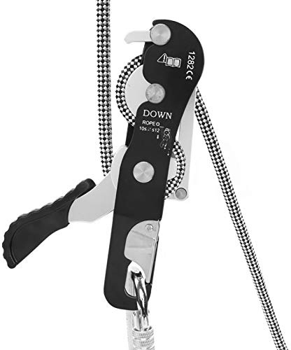 Keenso Descendeur d'escalade, descendeur de Sauvetage à Corde 10 12mm, Pince d'escalade d'arrêt Automatique