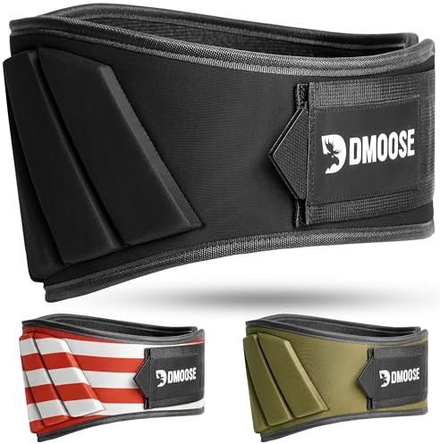 DMoose Strength Olympics squat belts for men and Women - 6 Inch Auto-Lock Weight Lifting Back Support, Workout Back Support for Lifting, Fitness - Black Large
