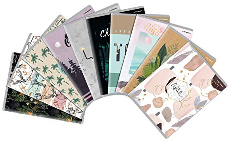 TOP-2000 Notizbuch “Mixed Design”, DIN A5, kariert mit Rand, je 60 Blatt, 60g/m² Papier, Softcover mit 10 unterschiedlichen Motiven, 10er-Pack