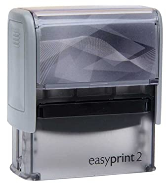Selbstfärbender Stempel easyprint 2 grau – personalisierbarer Firmenstempel, Namensstempel, Adressstempel oder sonstiger Textstempel – Abdruck ca. 47x18 mm mit bis zu 5 Zeilen