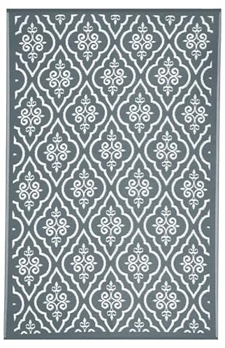 IDMarket - Alfombra exterior Túnez, gris y blanco, 180 x 280 cm