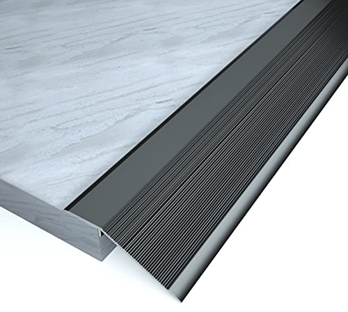 NeatiEase Threshold Ramps for Doorways, 48 Metal Floor Transition Strip Replacement, Aluminum Floor Reducer Molding for Carpet/Entry Door/Tile/Threshold/Wheelchair (Black)