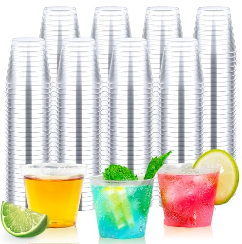 Byvivace Shot Glasses, 500 Counts 1OZ. Disposable Plastic, Clear, Crack Proof, 1.0 Ounces, Modern Design for Parties