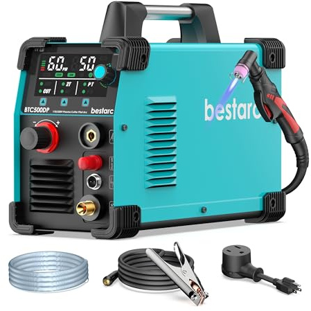 bestarc Plasma Cutter, Pilot Arc BTC500DP 7th Generation 50Amps Screen Display Dual Voltage 110/220V Digital Plasma Cutting Machine (BTC500DP 7Gen 110/220V)