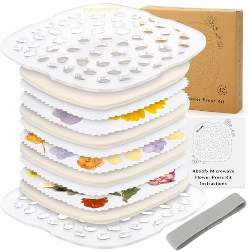 Aboofx Microwave Flower Press 6.3 3 Layers Fast Drying Pressed Flower Art Kit with Washable Cloth Vibrant Color Rentention Resuable Flowers Preservation Kit for DIY Flowers Art Gift for Nature Lover