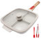 Bobikuke Multi Grillpfanne mit Deckel und Abnehmbarer Griff, Steakpfanne Induktion 3 in 1 - Weiß