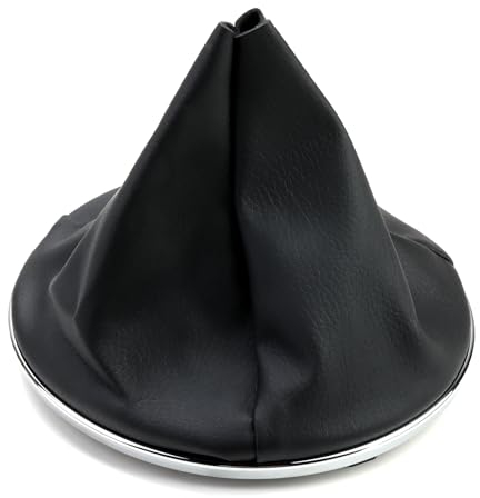 Schaltsack für Auto-Schaltknauf für Fiat 500 500C aus Kunstleder kompatibel Schaltsack für Fiat 500 2007-2015 50293173 50295075 50295325 55344016 mit Befestigungsring und Rundem Rahmen Verchromt