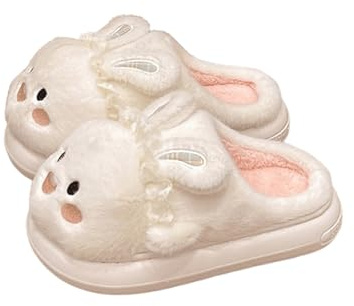 Tofflor Söta kanintofflor för kvinnor Kawaii Tecknad Kanin Djur Fluffiga Hemtofflor Mysig Vinter Plysch Varm Fuzzy House Skor Inomhus Mjuka Sovrumstofflor Husskor Hustofflor
