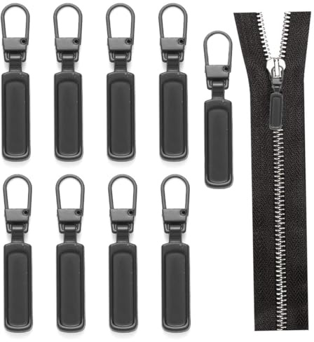 AWOGIPD Tirette Fermeture Eclair, 8 Pcs Métal Zipper Pull Amovible, Tirette Fermeture Eclair Remplacement, Tirettes de Réparation Fermeture Eclair, Pour Vêtements, Jeans, Valises