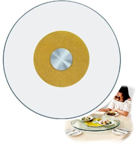 OPOLDBDMAC 60/70/80/90cm Plato Giratorio Redondo para Mesa De Comedor, Grande Lazy Susan Bandeja De Servicio De Mesa, Tabla Rotativa De Madera, Redonda Rotatoria Plato para Cocina(Gold,80cm/31inch)