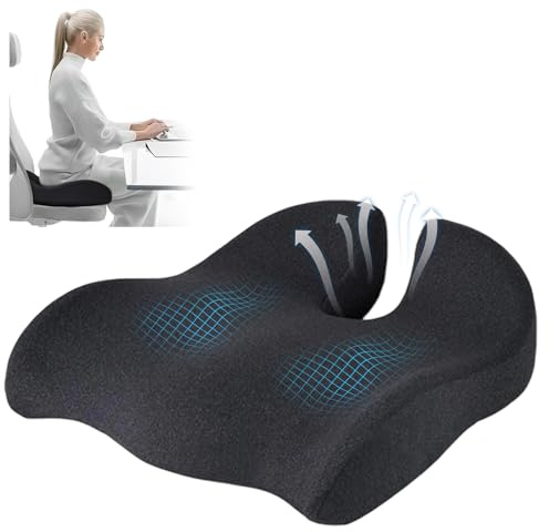 Ortopedisk sittkudde, munkkudde, minnesskum, ergonomisk sittdyna för att lindra svanskottsmärta, bred kudde för kontorsstol, bilstol, rullstol, kontorsstolskudde