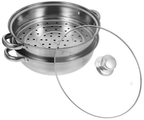 IMIKEYA Vaporiera Acciaio Inossidabile Due con Manici Pentola per Verdure Gamberi e Dumpling Design Versatile per Cucina