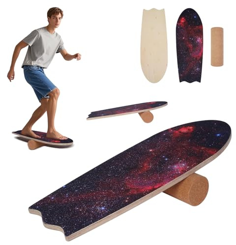 Sinbide-Tabla de Equilibrio de Madera | Entrenador de Equilibrio con Rodillo de Corcho | Superficie Antideslizante | Ideal para Surf, Skate, Yoga | Soporta hasta 200kg