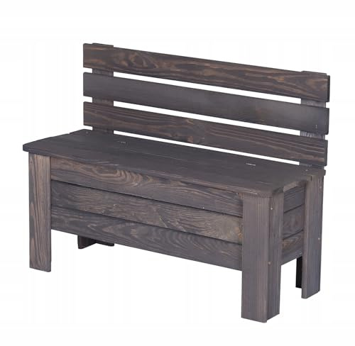 STOLMAK Arcón de Jardín 111 L Madera Maciza de Pino 71x54x29 cm Gris Caja de Almacenaje para Cojines Baúl Terraza Muebles de Jardín Resistente