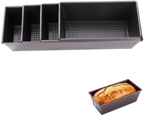4 Pcs Non-Stick Loaf Pans for Baking, Carbon Steel Bread Baking Tin, Includes 8.2/10.2/12.1/14.1 in Cake Molds Set, Meatloaf Pan, Long-lasting & Easy to Clean