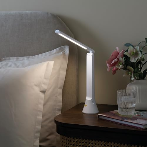 Coopers of Stortford - Grab and Go Table Light - USB Rechargeable Desk and Bedside Lamp with Adjustable Head, Converts to Handheld Torch, 3 Light Modes