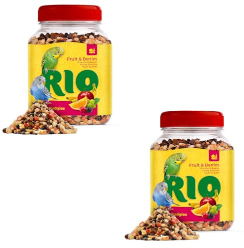 RIO Cocorite Frutta & Bacche | Confezione Doppia | 2 x 180 g | Snack per Cocoriti | Con Uvetta & Mela
