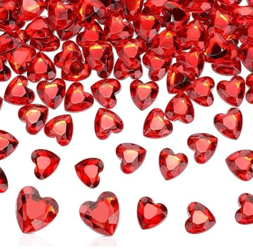 200 PCS Cuoricini Decorativi Cuore Rosso Cristalli Decorativi San Valentino Decorazioni Adatto per Decorazioni di Nozze, Decorazioni per San Valentino, Artigianato(Rosso)