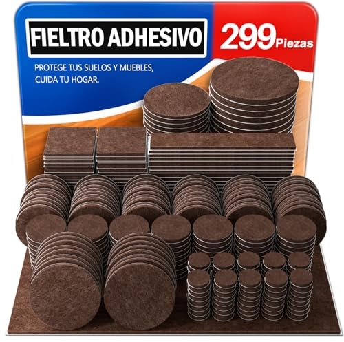 299 Pièces Patins Chaise Auto-Adhésifs en Feutre – Patins pour Meubles – Protection Pied de Chaise Anti-Rayures – Marron