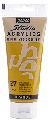 Pébéo - Studio Acrylics Fine Acrylic - Acrylic Paint - Yellow Acrylic - Yellow Ochre, 100 ml