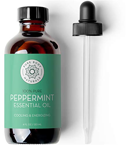 Pure Body Naturals Peppermint Essential Oil, 4 Fl Oz - Pure and Undiluted Mentha Piperita Oil, Therapeutic Grade Aromatherapy Oil for Diffuser, Relaxation and Focus