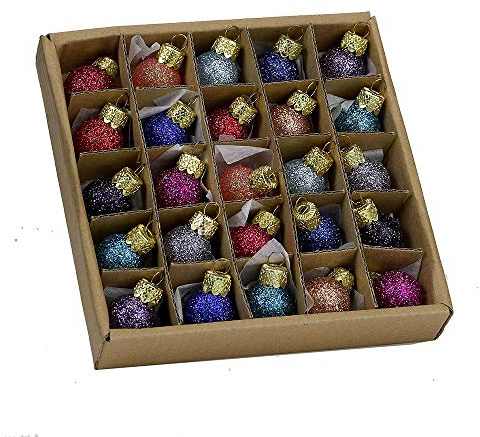 Kurt S. Adler 0.78-Inch Glitter Glass Ball Ornaments, 25 Piece Set (C1962)