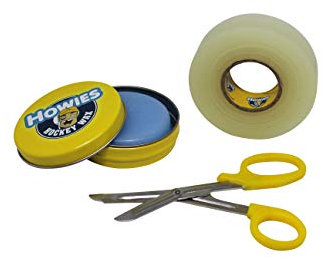 Howies Hockey Tape Set mit Wachs und Schere für Eishockey; enthält eine Rolle Klebeband, eine Dose Wachs und eine Schere (transparent).