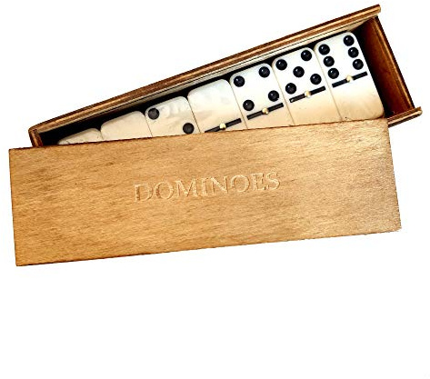 Framan Gioco tradizionale Domino Doppio Sei, 28 Pezzi più Scatola di Legno e Coperchio Scorrevole