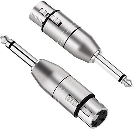 Tisino Adattatore XLR Femmina a TS Mono Jack 6,3 mm - 2 pezzi