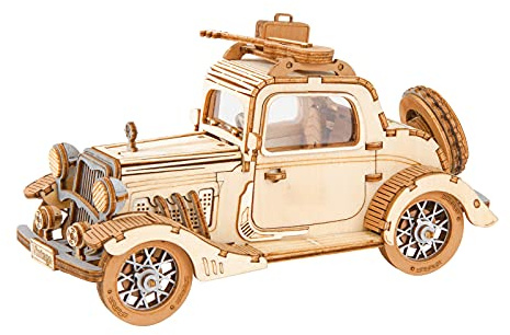 Rowood 3D Puzzles for Adults, 164 Pieces Wooden Model Car Kits, DIY Vintage Car Craft Gift for Birthday Christmas
