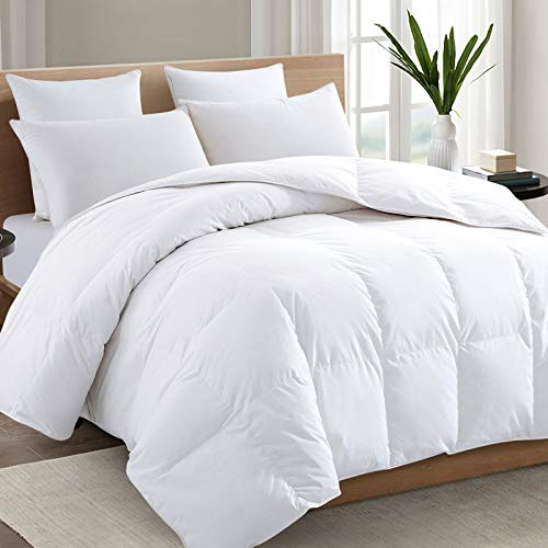 TEXARTIST Premium 2100 Series Oversized Queen Comforter All Season Breathable White Comforter Soft 4D Spiral Fiber Quilted Down Alternative Duvet with Corner Tabs Hotel Style (98x98)