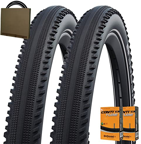 Schwalbe Fahrrad Reifen Hurricane HS499 28x1.60 | 42-622 mit Reflex + AV Schlauch (Set 2 Stück)