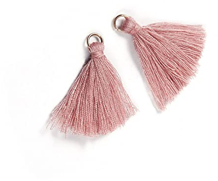 Duories 50 mini ciondoli a nappa, 3 cm, in cotone, con frange, nappa per orecchini, borse, segnalibri, accessori fai da te, rosa antico A
