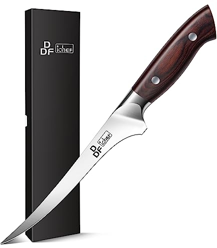 DDF iohEF Coltello per Sfilettare 18 cm, Coltello da Disosso Professionale Bordo Disossare Pesce e Carne in Acciaio Inossidabile al Carbonio Super Affilato