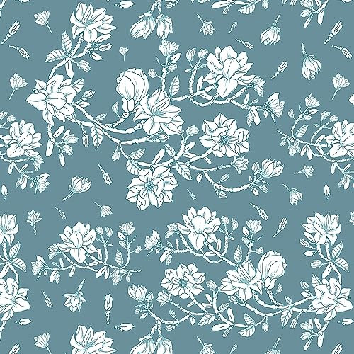 CiCiwind Peel and Stick Wallpaper Floral Contact Paper 41×300cm Blue White Self Adhesive Wallpaper Sticky Back Plastic Removable Vinyl Wallpaper for Living Room Bedroom Wall Cabinets Decor