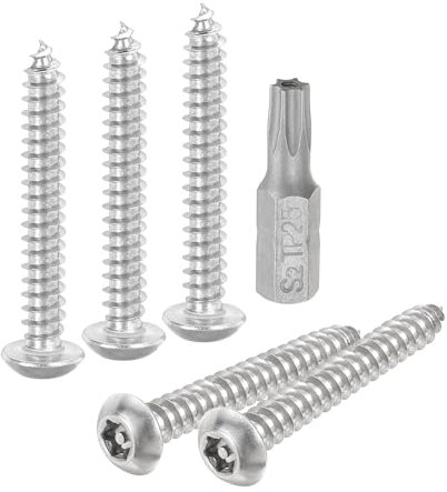 QUARKZMAN M5 x 40mm Viti per Lamiera di Sicurezza a Testa Tonda Torx, 20pz Viti Autofilettanti Antimanomissione Acciaio Inossidabile 304, Viti Legno Antifurto con Punta T25 (Argento)
