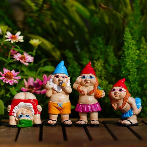 Yeomoo Nains de jardin pour l'extérieur Décoration de jardin amusante : Nain de jardin Doigt du Milieu Figurines de jardin Décoration de salon Cadeaux pour femmes maman hommes anniversaire lutin