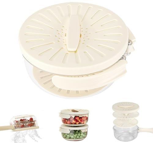 Abtropfkorb mit Deckel, 2-in-1 Abflusskorb Schüssel mit Griff, Multifunktions Küchensieb, Abtropfsieb Gemüse Obst Waschschüssel zum Waschen von Lebensmitteln Salate, Gefriergeeignet