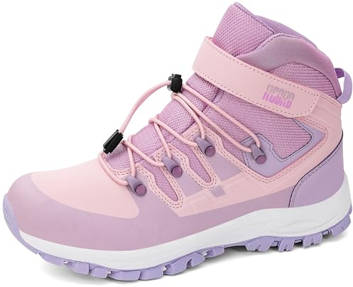 R CORD Girls Hiking Shoes Kids Anti Collision Hiking Boots Girls Non Slip Sneakers Outdoor Trekking Walking Climbing Running Purple 6 Big Kid