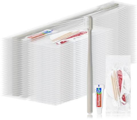 Engångs tandborste och tandkräm reseset med hotellsminkkit – individuellt förpackad för hotell, hem, camping, resor (30-pack)