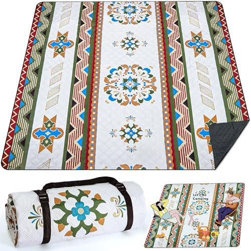 TOSUTO Manta Picnic Impermeable(200×200 cm,Manta de Camping Grand,Tapete de Picnic con Base Impermeable,Alfombra de Playa,Tapete de Picnics Plegable para Acampar,Parque,Jardín,Senderismo