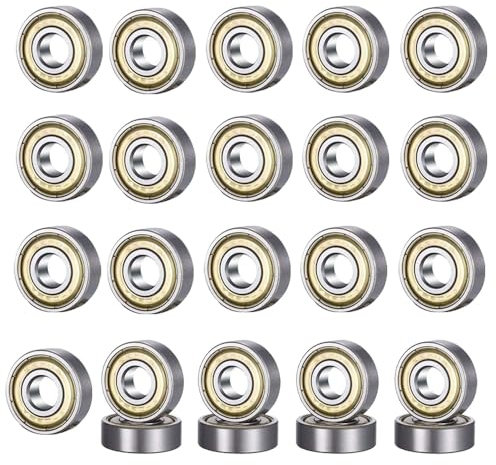 Kugellager, 24 Stück 608 ZZ Metall Double Shielded Rillenkugellager, Kohlenstoffstahl Rillenskateboard Kugella, Skateboard Kugellager, für Skateboard Roller Inline Skates