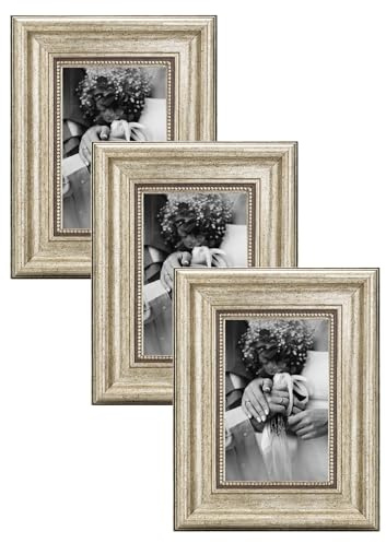 CABBEL fotoram 13x18 cm silver 3-pack vintage barock antik stil akrylglas okrossbart foto poster certifikat elegant hem
