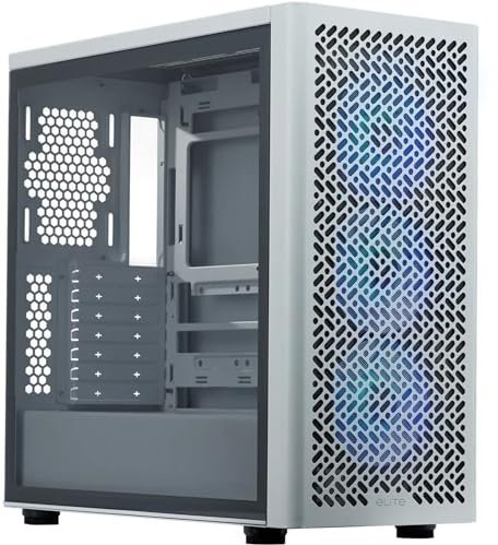 Cooler Master Elite 502 Gaming Case w/Glass Side, E-ATX, 3x ARGB Fans, Mesh Front, USB-C, Asus BTF Compatible, White