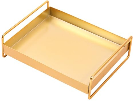 GALPADA Plateau De Rangement Doré Boîte De Rangement Cosmétique Organisateur De Bureau Pour Articles De Toilette Et Déjeuner